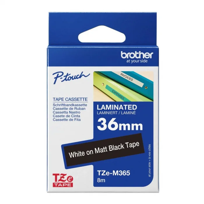 Brother P-Touch Tze-365 Tze-Tape 36 MM Siyah Üzerine Beyaz Laminasyonlu Etiket