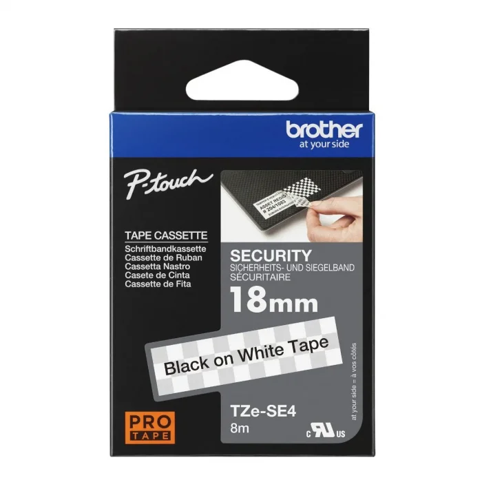 Brother P-Touch Tze-Se4 Tze-Tape 18 Mm İz Birakan Güvenli̇k Eti̇keti̇