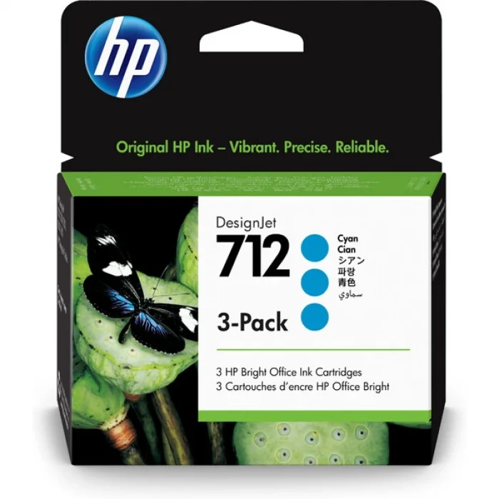 HP 3ED77A (712) MAVİ 29 ML 3 PACKS GENIS FORMAT MUREKKEP KARTUSU