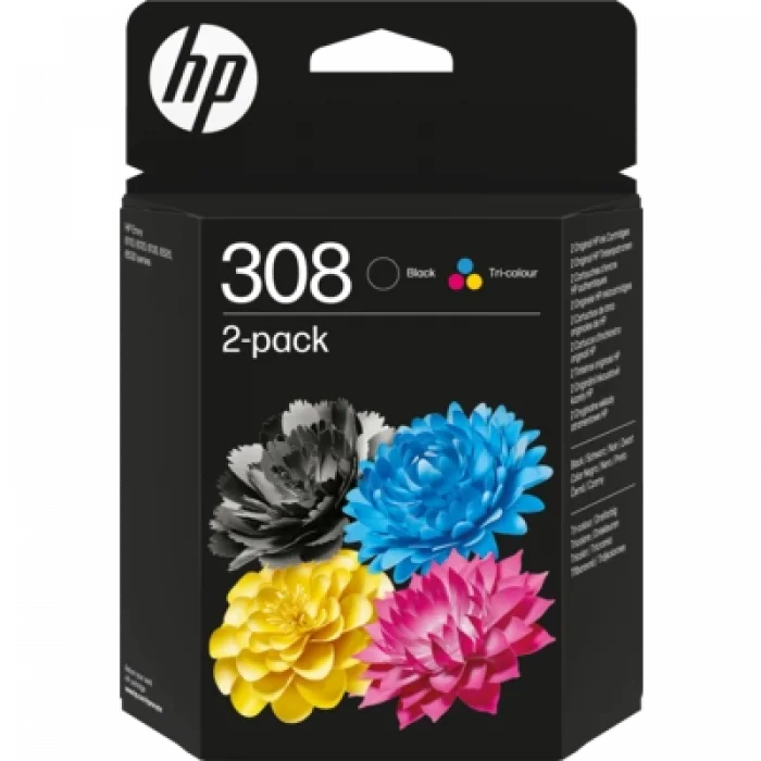 HP 6L6S6UE (308) SİYAH/RENKLİ MUREKKEP KARTUSU