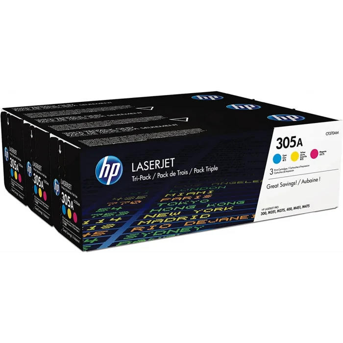 HP CF370AM (305A) CAMGOBEGI/MACENTA/SARI 3 LU PAKET TONER 2.600 SAYFA