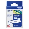 Brother P-Touch Tze-263 Tze-Tape 36 Mm Beyaz Üzeri̇ne Mavi̇ Lami̇nasyonlu Eti̇ket