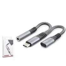 Hadron Gj-018 Type-C To 3.5Mm + Type-C F Kablo Car Şarj 100W Siyah