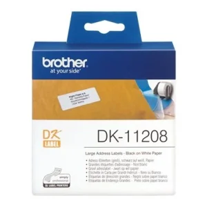 Brother P-Touch Dk-11208 Dk Eti̇ket Geni̇ş Adres Eti̇keti̇ 38Mm X 90Mm 400 Adet