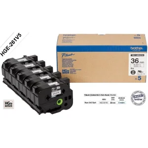 Brother P-Touch Hge-261V5 Tze-Tape 36MM Beyaz Üzerine Siyah Yüksek Çözünürlüklü Lamisyonlu Etiket