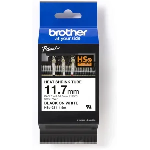 Brother P-Touch Hse-231 - Isı İle Daralan Makaron Beyaz Üzerine Siyah 11.7 MM Etiket