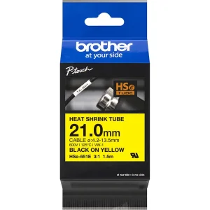 Brother P-Touch HSE-651E - Isı İle Daralan Makaron Sarı Üzerine Siyah 21 MM