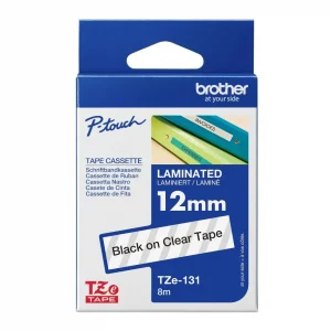Brother P-Touch Tze-131 Tze-Tape 12Mm Şeffaf Üzeri̇ne Si̇yah Lami̇nasyonlu Eti̇ket