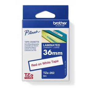 Brother P-Touch Tze-262 Tze-Tape 36 Mm Beyaz Üzeri̇ne Kirmizi Lami̇nasyonlu Eti̇ket