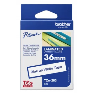 Brother P-Touch Tze-263 Tze-Tape 36 Mm Beyaz Üzeri̇ne Mavi̇ Lami̇nasyonlu Eti̇ket