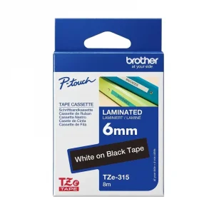 Brother P-Touch Tze-315 Tze-Tape 6Mm Si̇yah Üzeri̇ne Beyaz Lami̇nasyonlu Eti̇ket