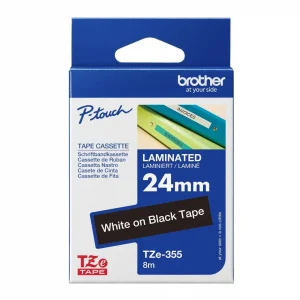 Brother P-Touch Tze-355 Tze-Tape 24 Mm Si̇yah Üzeri̇ne Beyaz Lami̇nasyonlu Eti̇ket