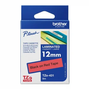 Brother P-Touch Tze-431 Tze-Tape 12Mm Kirmizi Üzeri̇ne Si̇yah Lami̇nasyonlu Eti̇ket