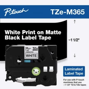 Brother P-Touch Tze-M365 Tze-Tape 36 Mm Mat Si̇yah Üzeri̇ne Beyaz Lami̇nasyonlu Eti̇ket