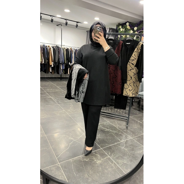 MEVA BY PUREVA Damar Desenli İşleme Yelekli Üçlü Takım