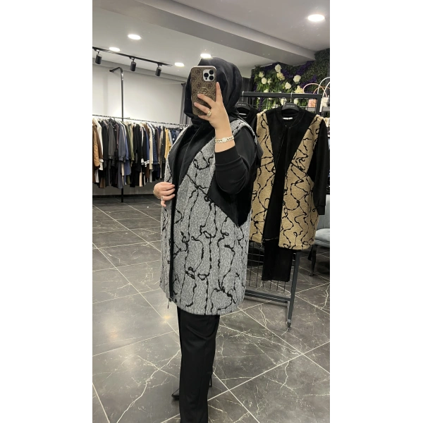 MEVA BY PUREVA Damar Desenli İşleme Yelekli Üçlü Takım