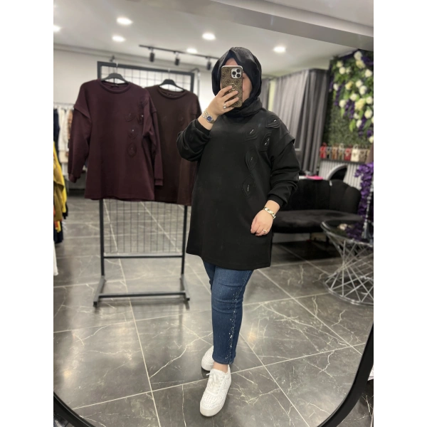 Levidor Yapraklı İşlemeli Sweat