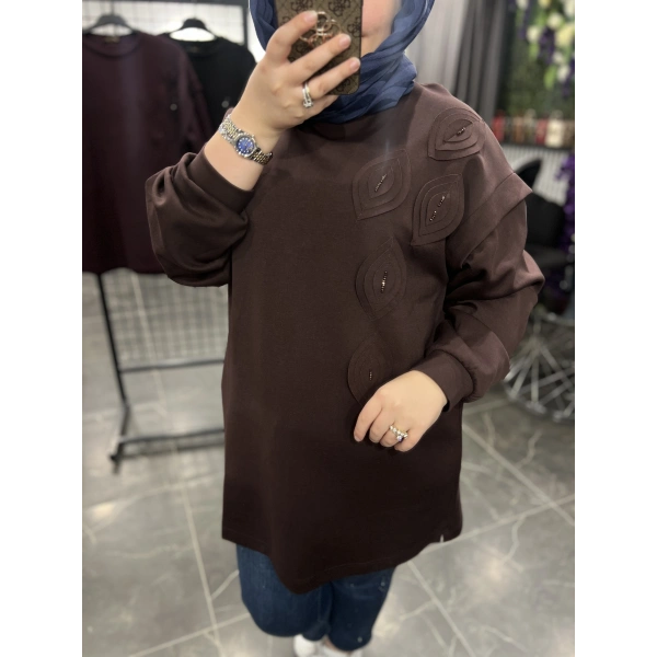 Levidor Yapraklı İşlemeli Sweat