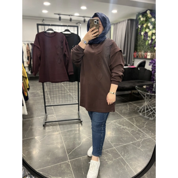 Levidor Yapraklı İşlemeli Sweat