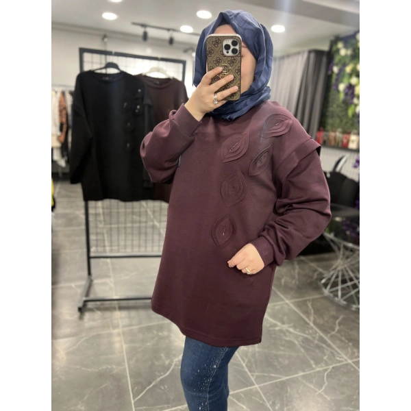 Levidor Yapraklı İşlemeli Sweat