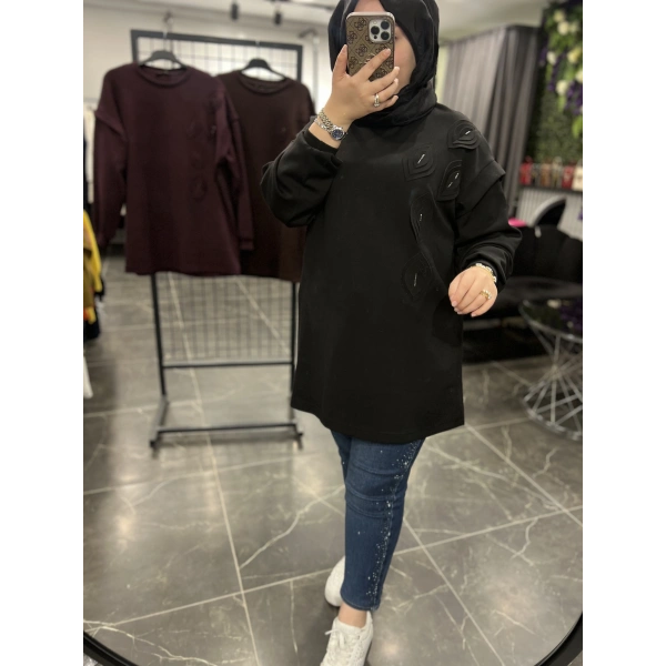 Levidor Yapraklı İşlemeli Sweat