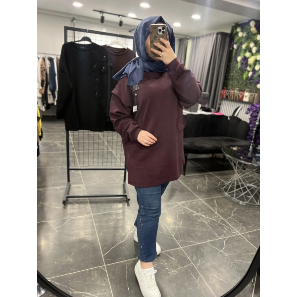 Levidor Yapraklı İşlemeli Sweat