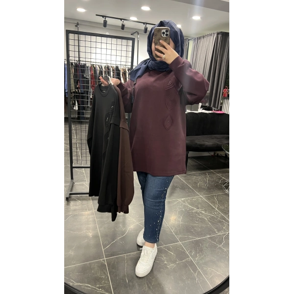 Levidor Yapraklı İşlemeli Sweat