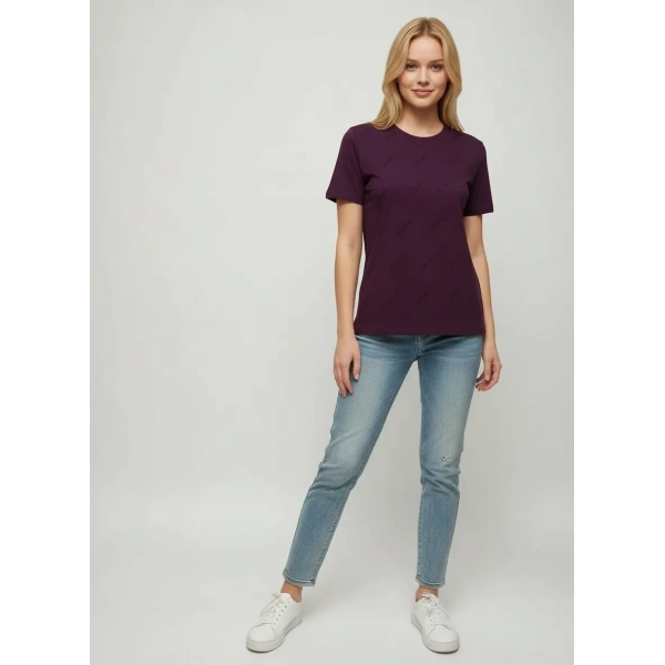 Çarpraz Taşlı Tişört