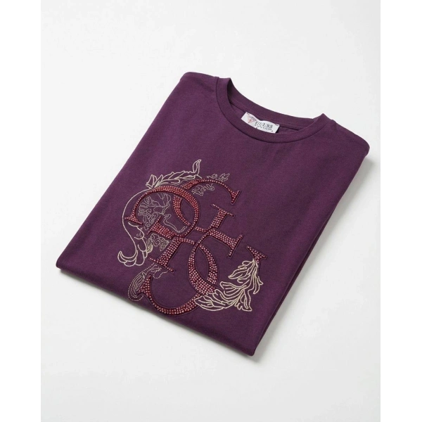 Taşlı Boncuk Nakışlı Tişört