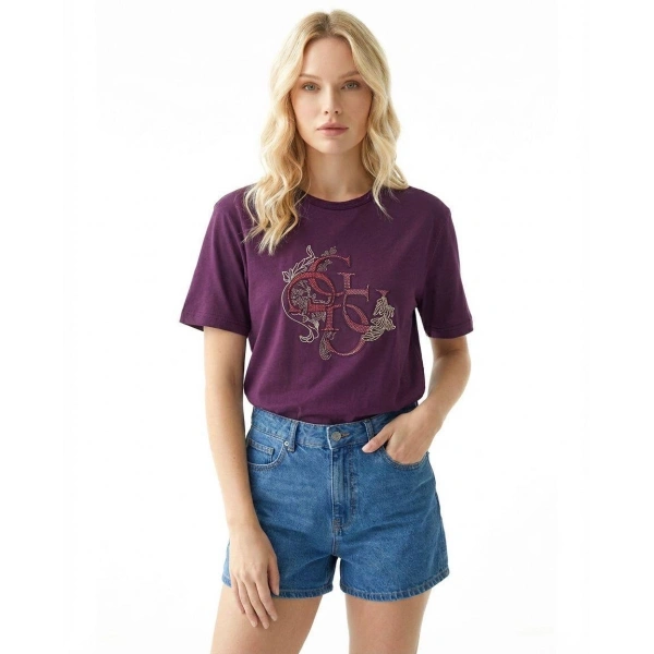 Taşlı Boncuk Nakışlı Tişört