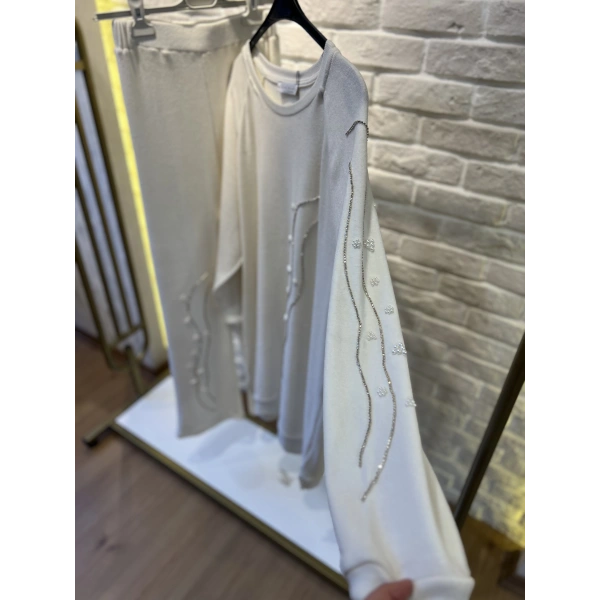 MEVA PLUS BY PUREVA İncili Taşlı Yün Triko Takım