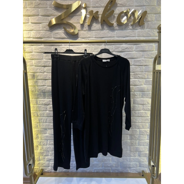 MEVA PLUS BY PUREVA İncili Taşlı Yün Triko Takım