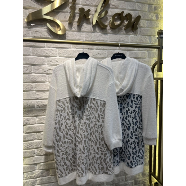 Solis Broşlu Leopar Angora Ceket