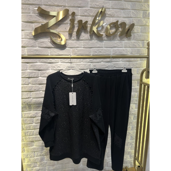 Pureva İncili Jakarlı Tunikli Takım