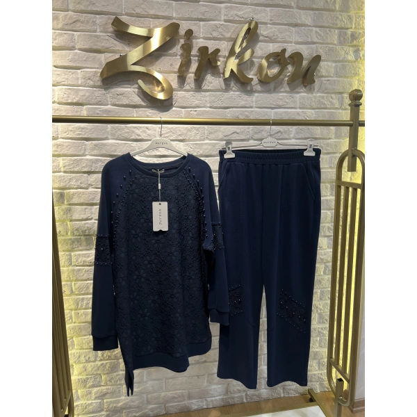 Pureva İncili Jakarlı Tunikli Takım