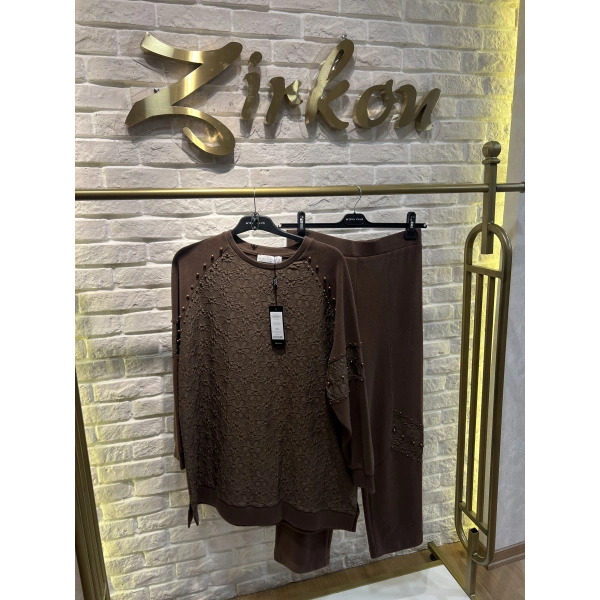 Pureva İncili Jakarlı Tunikli Takım