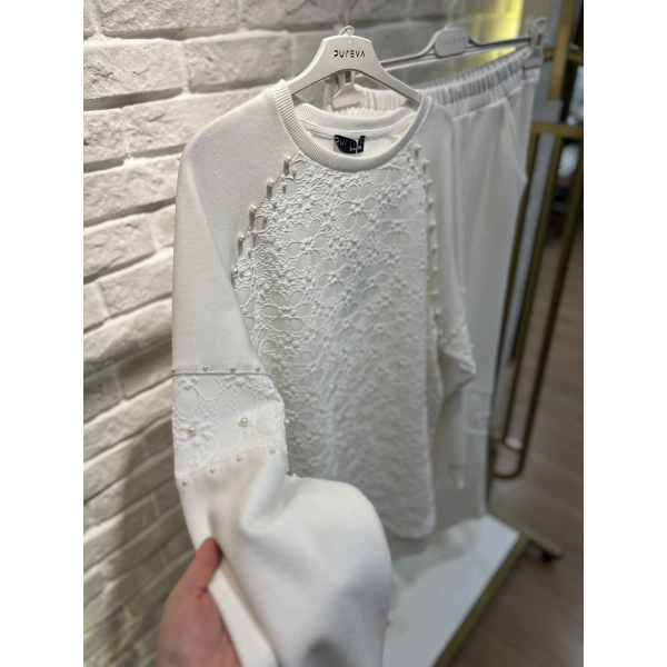 MEVA PLUS BY PUREVA İncili Jakarlı Tunik Takım