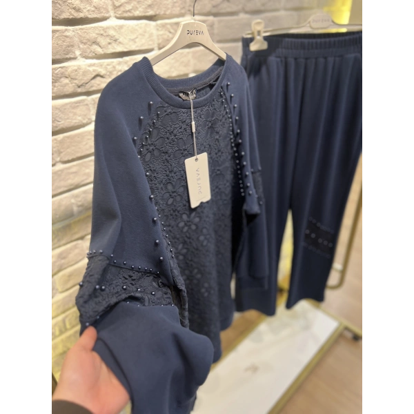 MEVA PLUS BY PUREVA İncili Jakarlı Tunik Takım