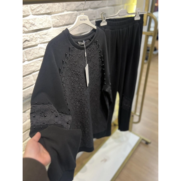 MEVA PLUS BY PUREVA İncili Jakarlı Tunik Takım