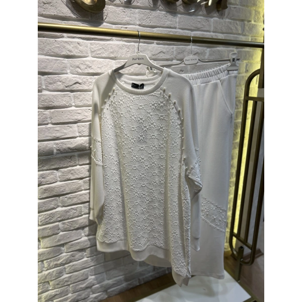 MEVA PLUS BY PUREVA İncili Jakarlı Tunik Takım