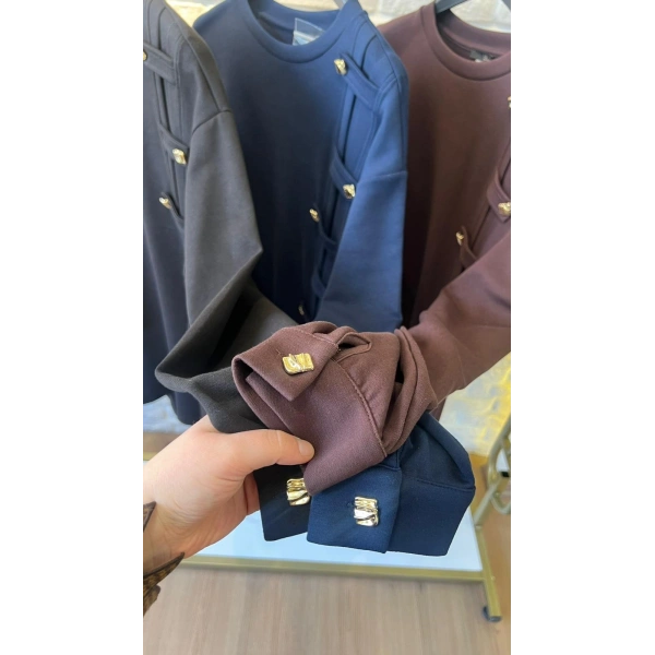 LEVİDOR GOLD DÜĞME DETAYLI SWEAT