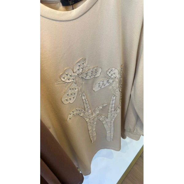 LEVİDOR DERİ NAKIŞLI ZIMBALI SWEAT