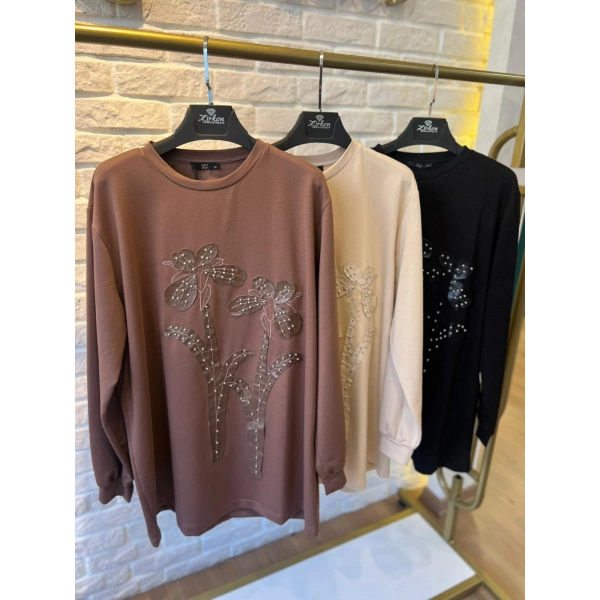 LEVİDOR DERİ NAKIŞLI ZIMBALI SWEAT