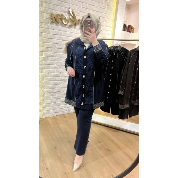 PUREVA Dantelli Nakışlı Ceketli Takım