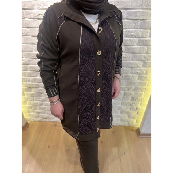 PUREVA Dantelli Nakışlı Ceketli Takım