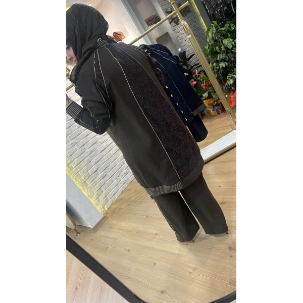 PUREVA Dantelli Nakışlı Ceketli Takım