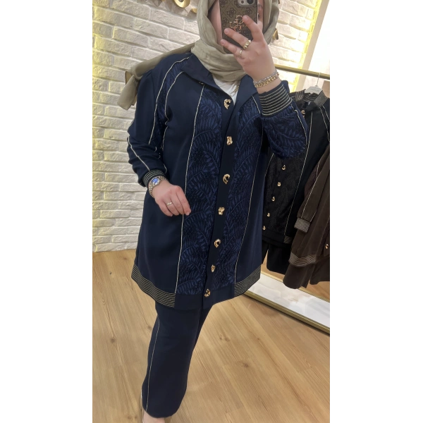 PUREVA Dantelli Nakışlı Ceketli Takım