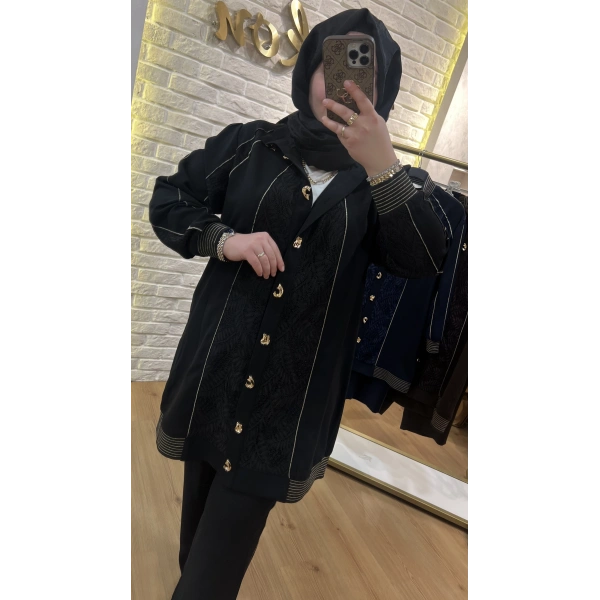 PUREVA Dantelli Nakışlı Ceketli Takım