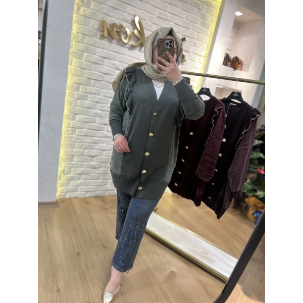 ZİRKON Fırfırlı İpek Cupra& Merserize Hırka