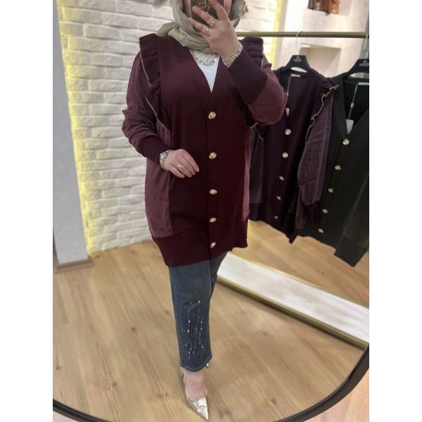 ZİRKON Fırfırlı İpek Cupra& Merserize Hırka